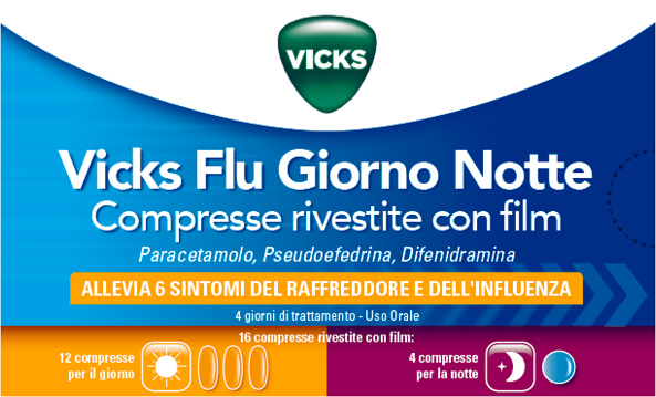 VICKS FLU GIORNO NOTTE*12+4CPR 