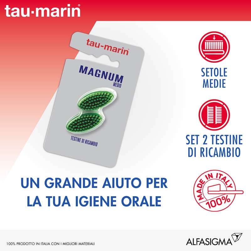 Tau-Marin Testina di Ricambio Spazzolino Magnum Medio Tau-Marin Testina di Ricambio Spazzolino Magnum Medio