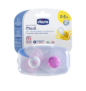 Chicco Succhietto Physio Micrò Girl Silicone 0-2 Mesi 2 Pezzi