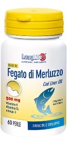 LongLife Olio di Fegato di Merluzzo Integratore Difese Immunitarie 500 mg 60 Perle