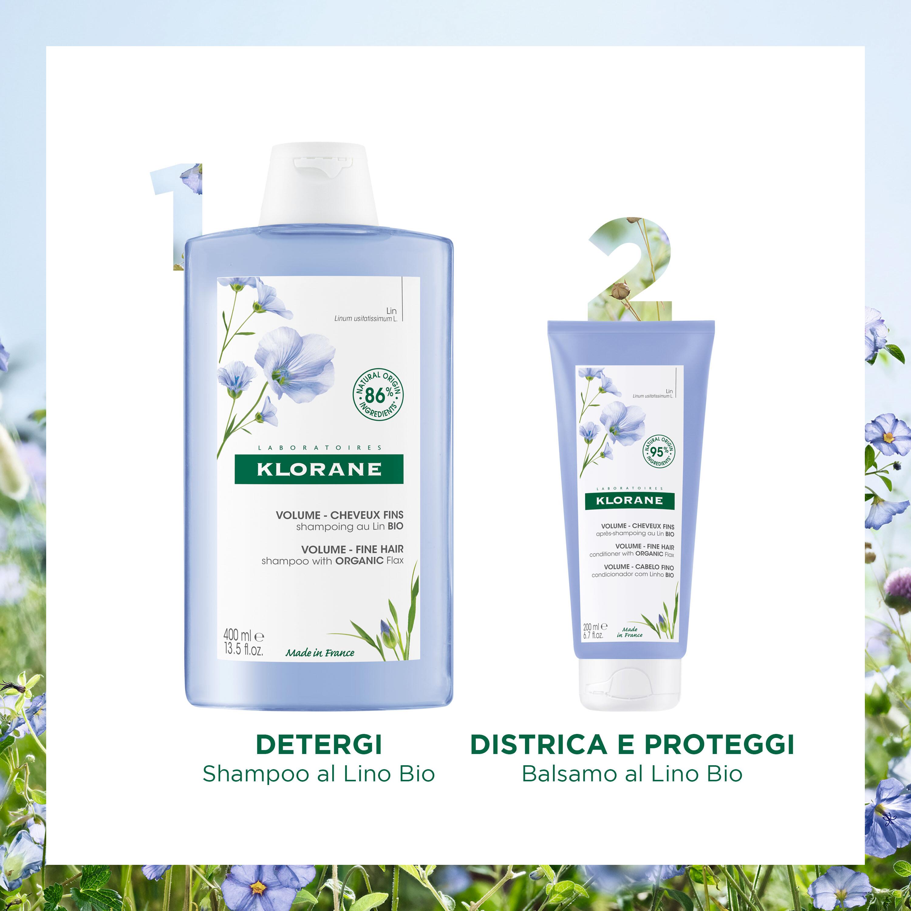 Klorane - Shampoo Al Lino Bio Per Capelli Sottili 400 ml