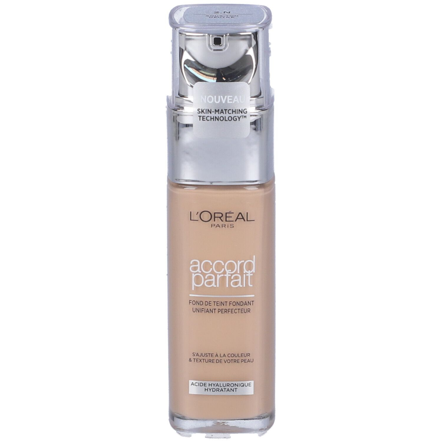 L'Oréal Paris MakeUp Fondotinta Accord Parfait, Effetto Naturale, Arricchito con Acido Ialuronico, 2.N Vanille/Vanilla, 30 ml