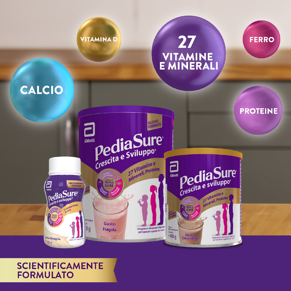 Pediasure Crescita E Sviluppo Integratore Alimentare per Bambini multivitaminico con 27 vitamine e minerali, Vaniglia 850g