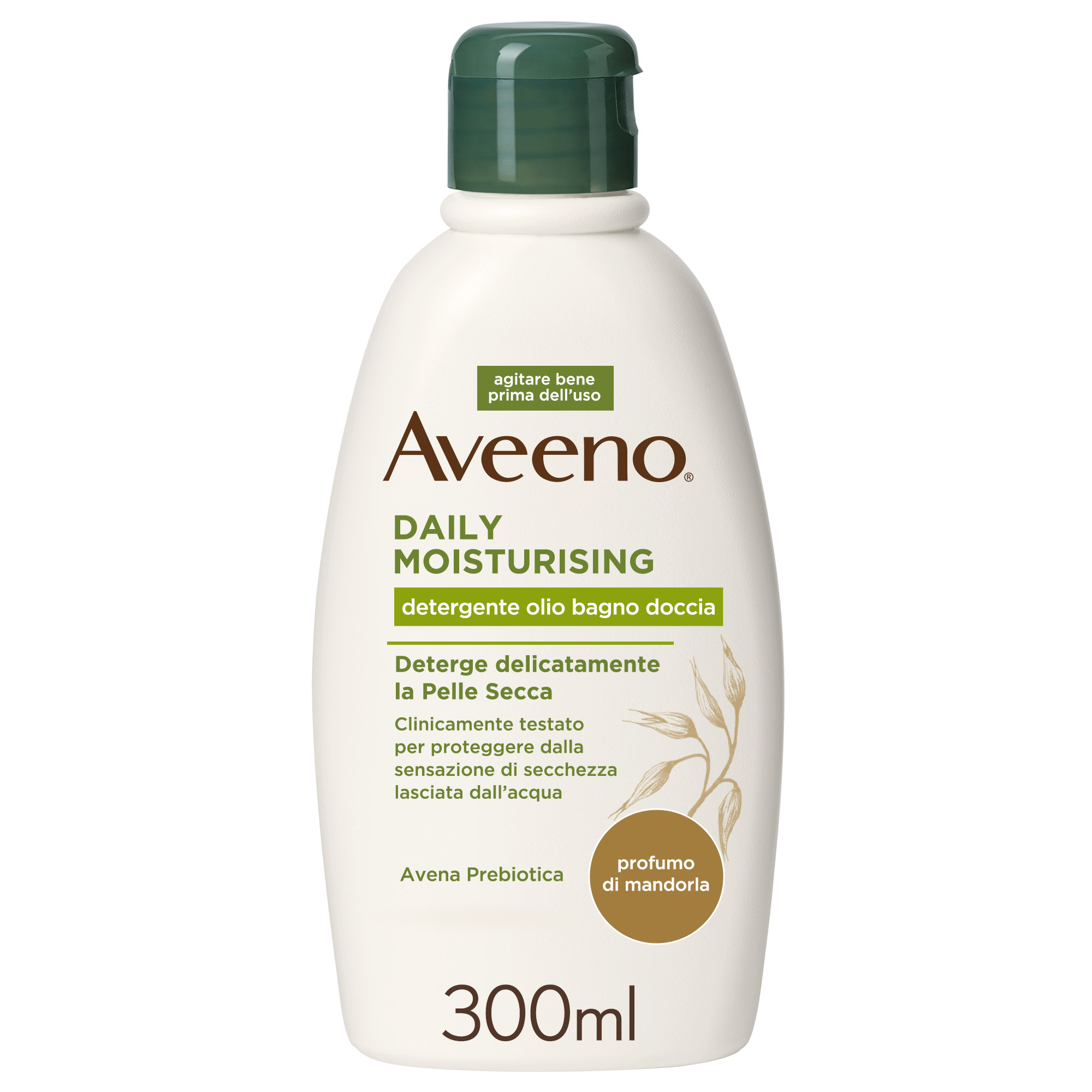 Aveeno Daily Moisturising Olio Detergente Corpo Alla Mandorla, con Avena Colloidale, per Pelle Secca e Sensibile 300 ml