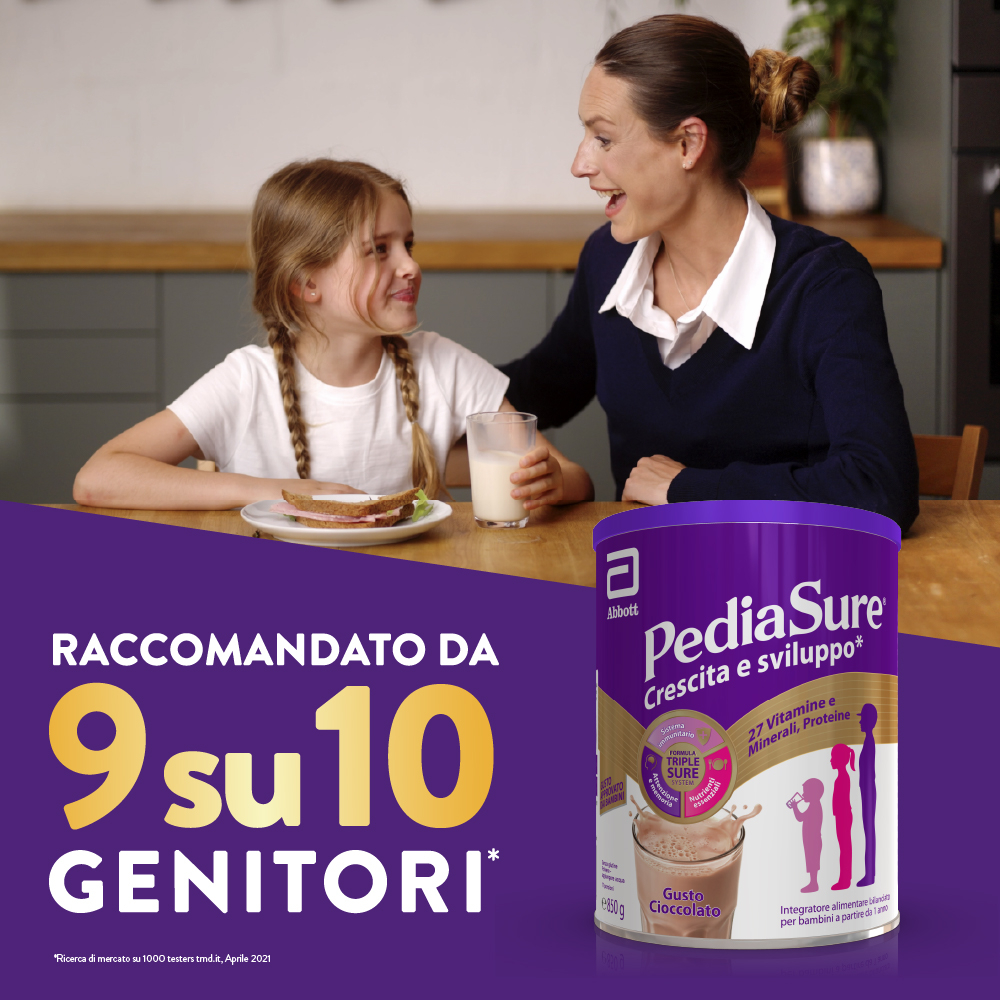 Pediasure Crescita E Sviluppo Integratore Multivitaminico Per Bambini Formato 850g Gusto Cioccolato