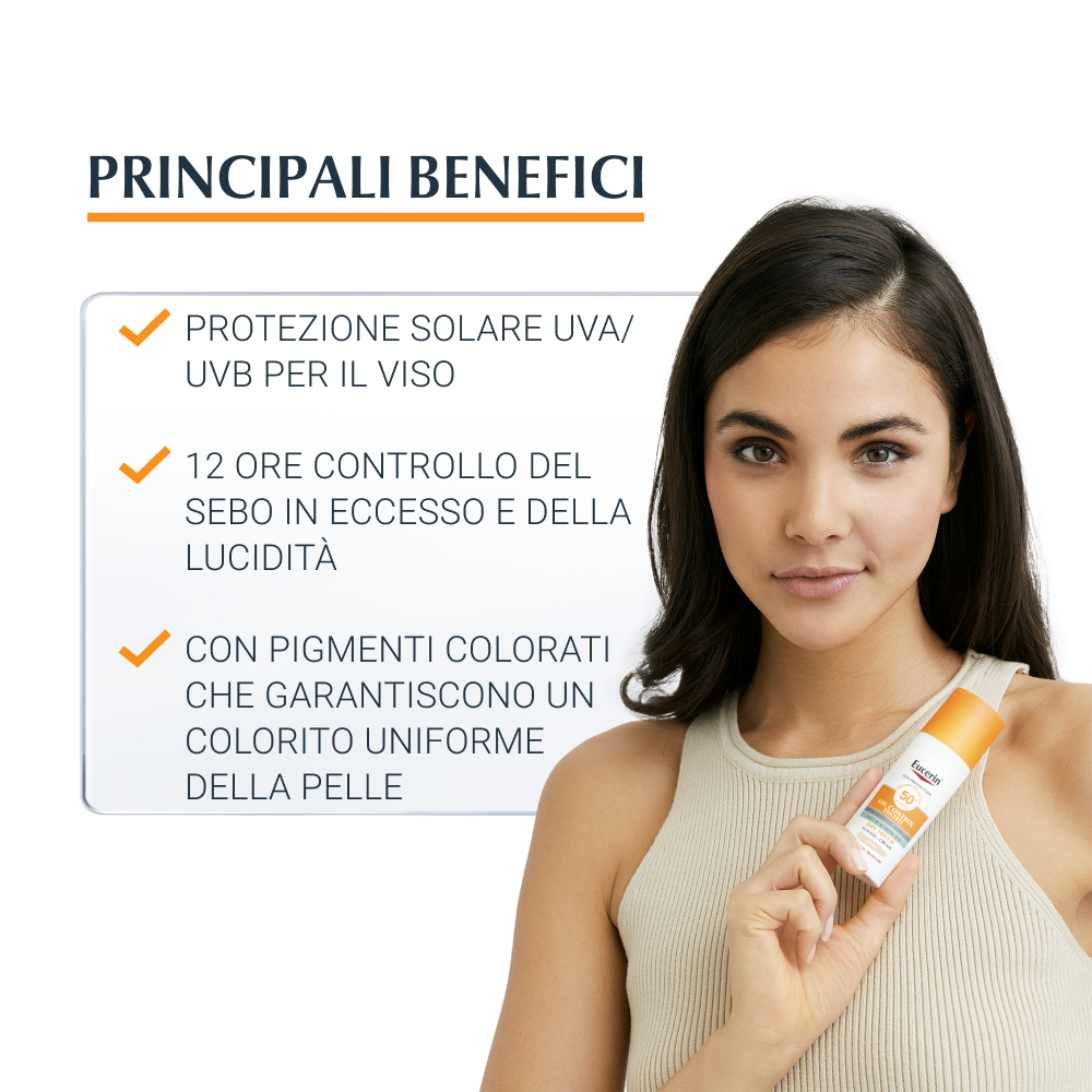 Eucerin Sun Oil Control Protezione Solare Colorata Viso SPF50+ 50mL Eucerin Sun Oil Control Protezione Solare Colorata Viso SPF50+ 50mL