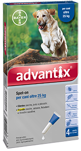 Advantix Spot-On Cani PER CANI oltre i 25 Kg fino ai 40 Kg 4 Pipette Monodose 25-40 Advantix Spot-On Cani PER CANI oltre i 25 Kg fino ai 40 Kg 4 Pipette Monodose 25-40