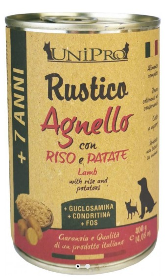 UNIPRO CANE RUSTICO +7 AGNELLO RISO PATATE 400GR (lattina)