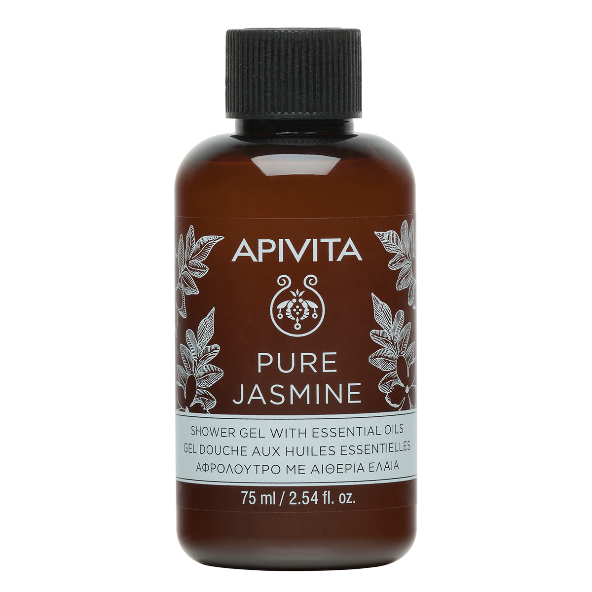 Apivita Pure Jasmine - Gel Doccia Detergente Delicato Con Oli Essenziali Al Gelsomino E Propoli 75 ml