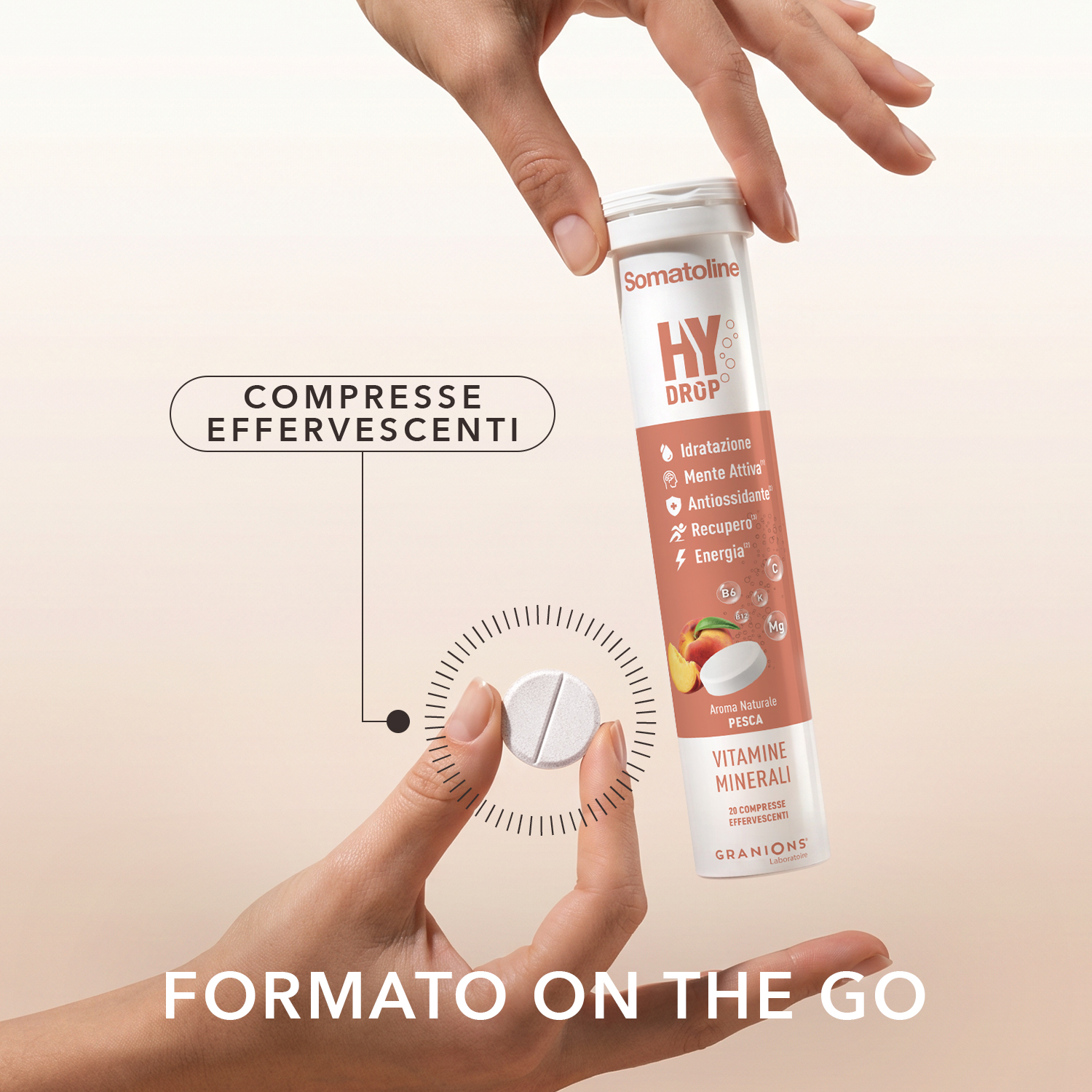 Somatoline SkinExpert Hydrop 20 Compresse Effervescenti Gusto Pesca - Integratore Per Il Metabolismo Energetico