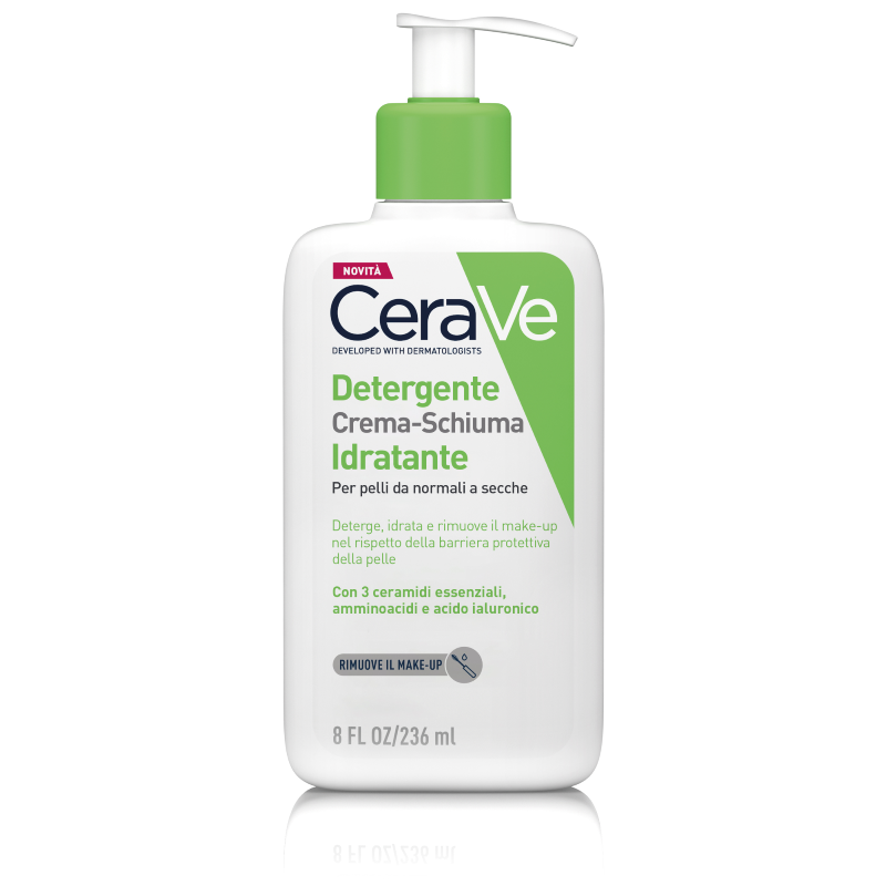 CeraVe Detergente crema-schiuma idratante Deterge ed Idrata. Con 3 ceramidi essenziali, acido ialuronico e tecnologia MVE 236 ml CeraVe Detergente crema-schiuma idratante Deterge ed Idrata. Con 3 ceramidi essenziali, acido ialuronico e tecnologia MVE 236 ml