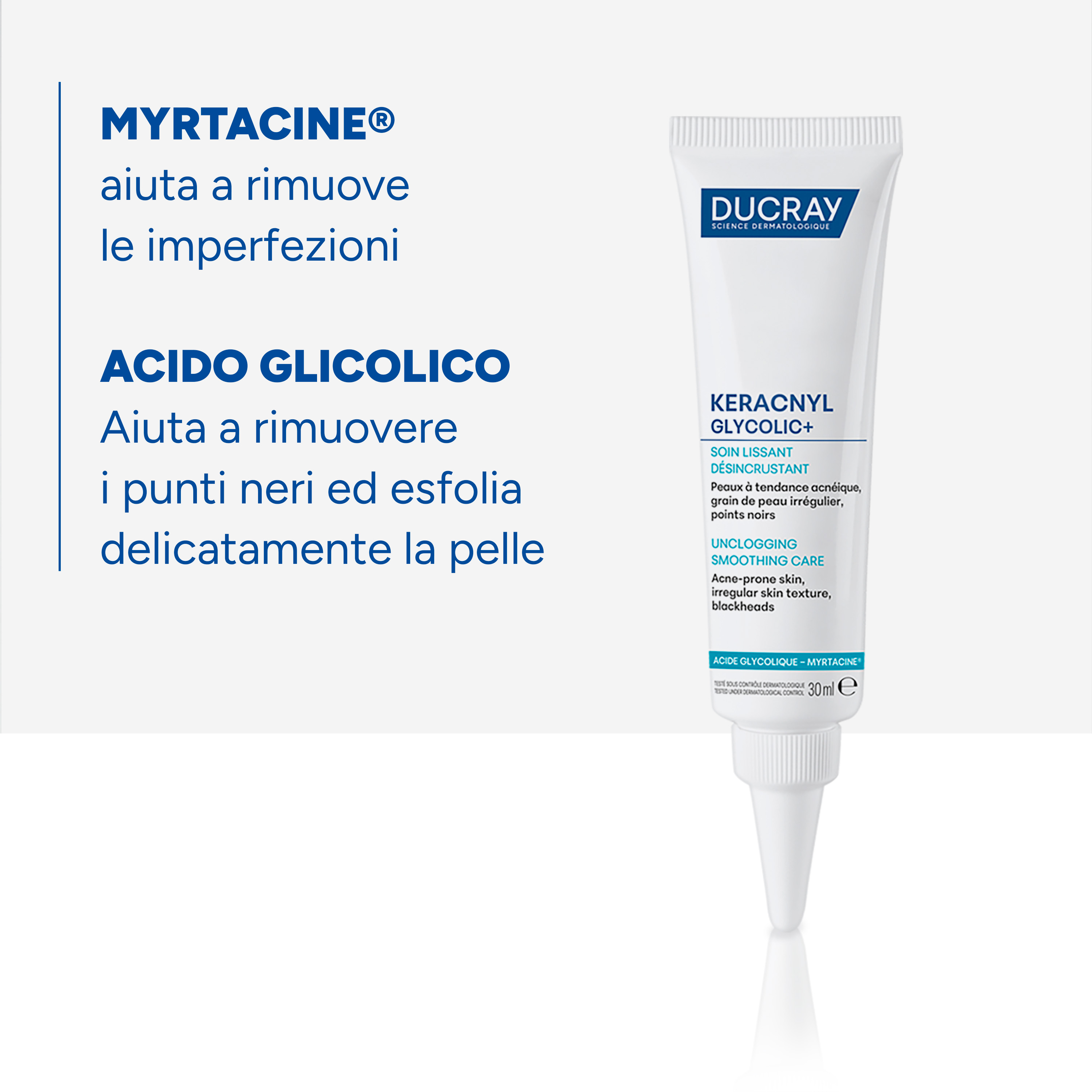 Ducray Keracnyl Glycolic+ - Trattamento Purificante Levigante 30 ml