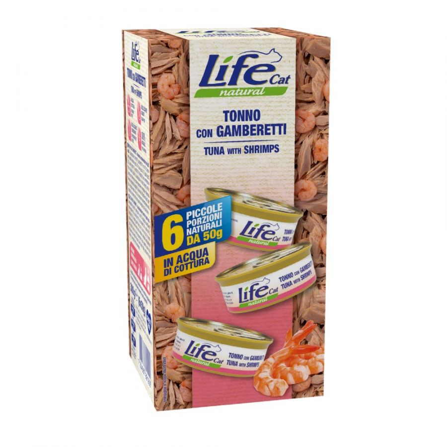 LIFEPETCARE LIFE GATTO NATURAL TONNO GAMBERETTI 6x50GR (lattina) MULTIPACK