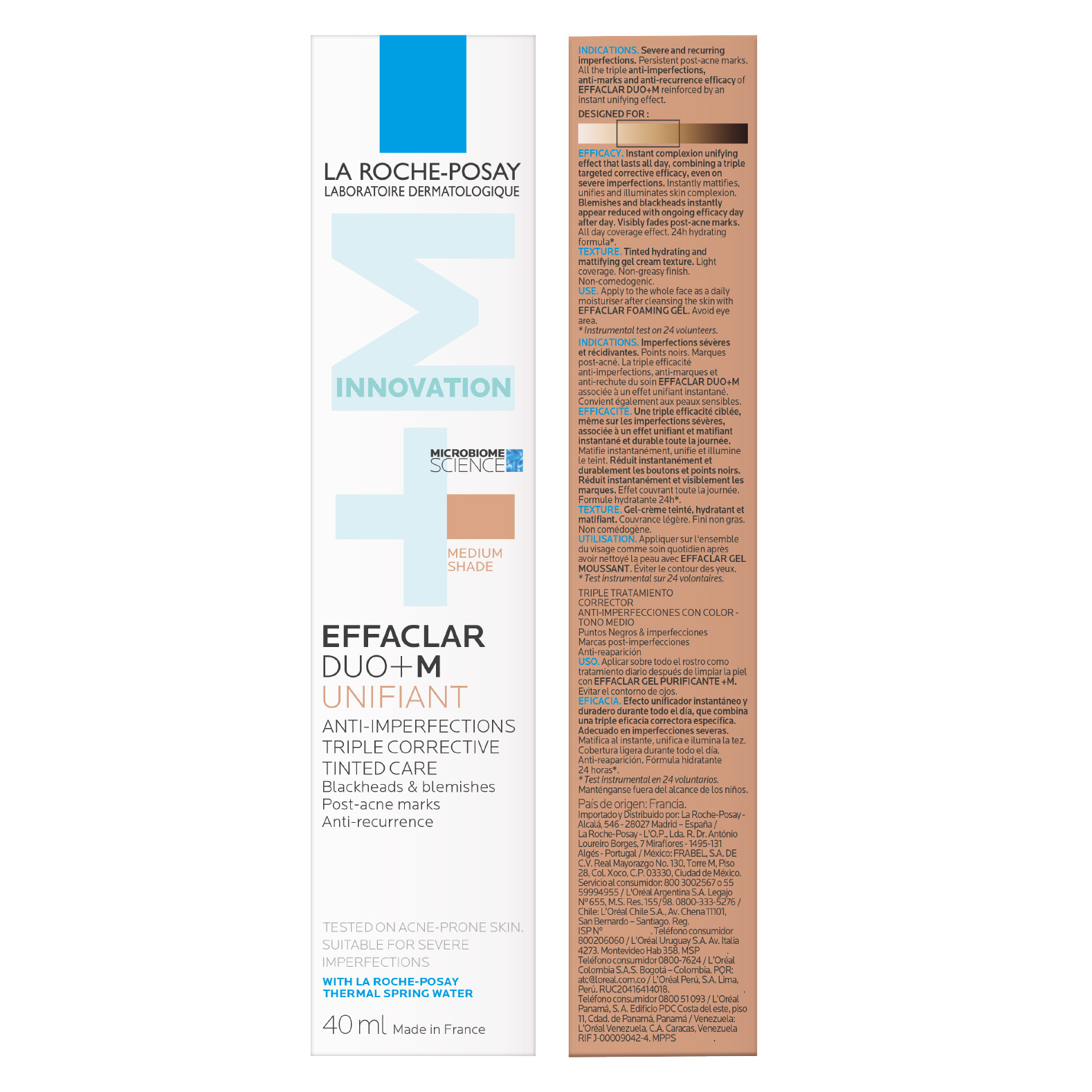La Roche-Posay Effaclar Duo+M Unifiant Medium trattamento correttivo uniformante e purificante con nuovo attivo phylobioma e niacinamide 40ml