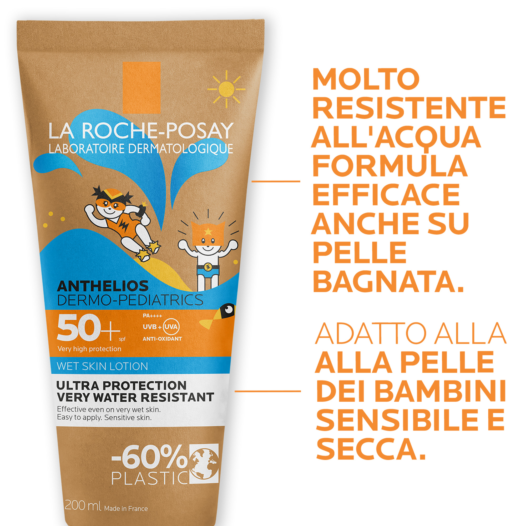 La Roche-Posay - Anthelios Dermo-Pediatrics Lotion Pelle Bagnata SPF50+ Bambino 200 ml