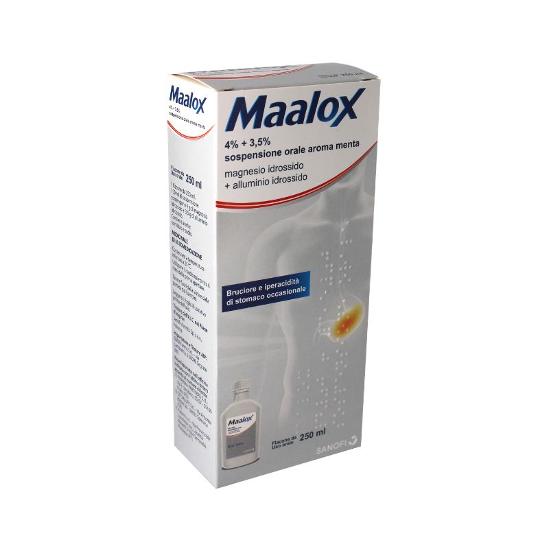 Maalox 4% + 3,5% - Sospensione Orale Contro Bruciore E Iperacidità Di Stomaco Occasionale 250 ml
