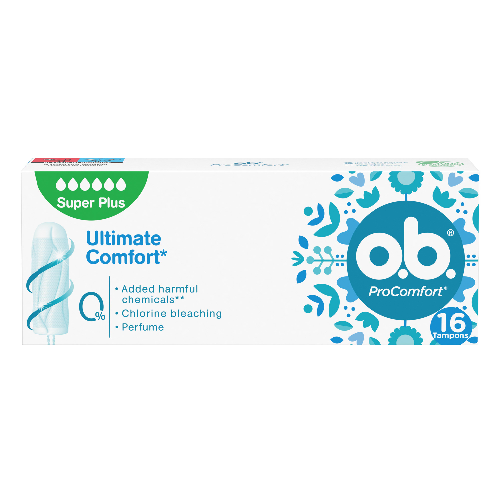 o.b. , Assorbenti Interni, ProComfort Super Plus, Flusso Molto Intenso, Inserimento e Rimozione Facile, 16pz