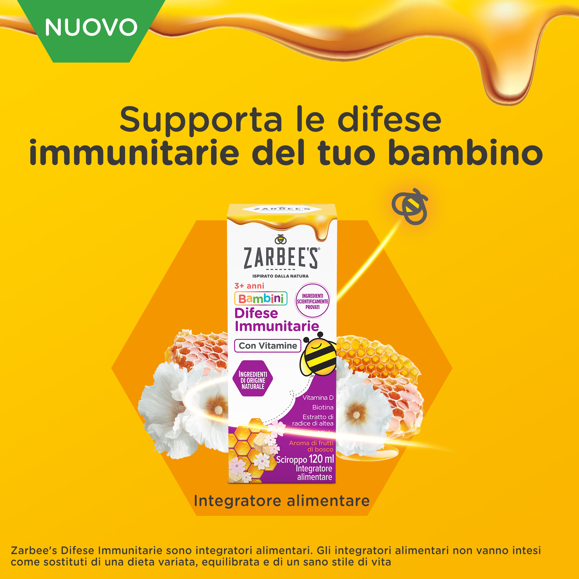 Zarbee's Sciroppo Difese Immunitarie Bambini 120 ml, Integratore alimentare e multivitaminico Zarbee's Sciroppo Difese Immunitarie Bambini 120 ml, Integratore alimentare e multivitaminico