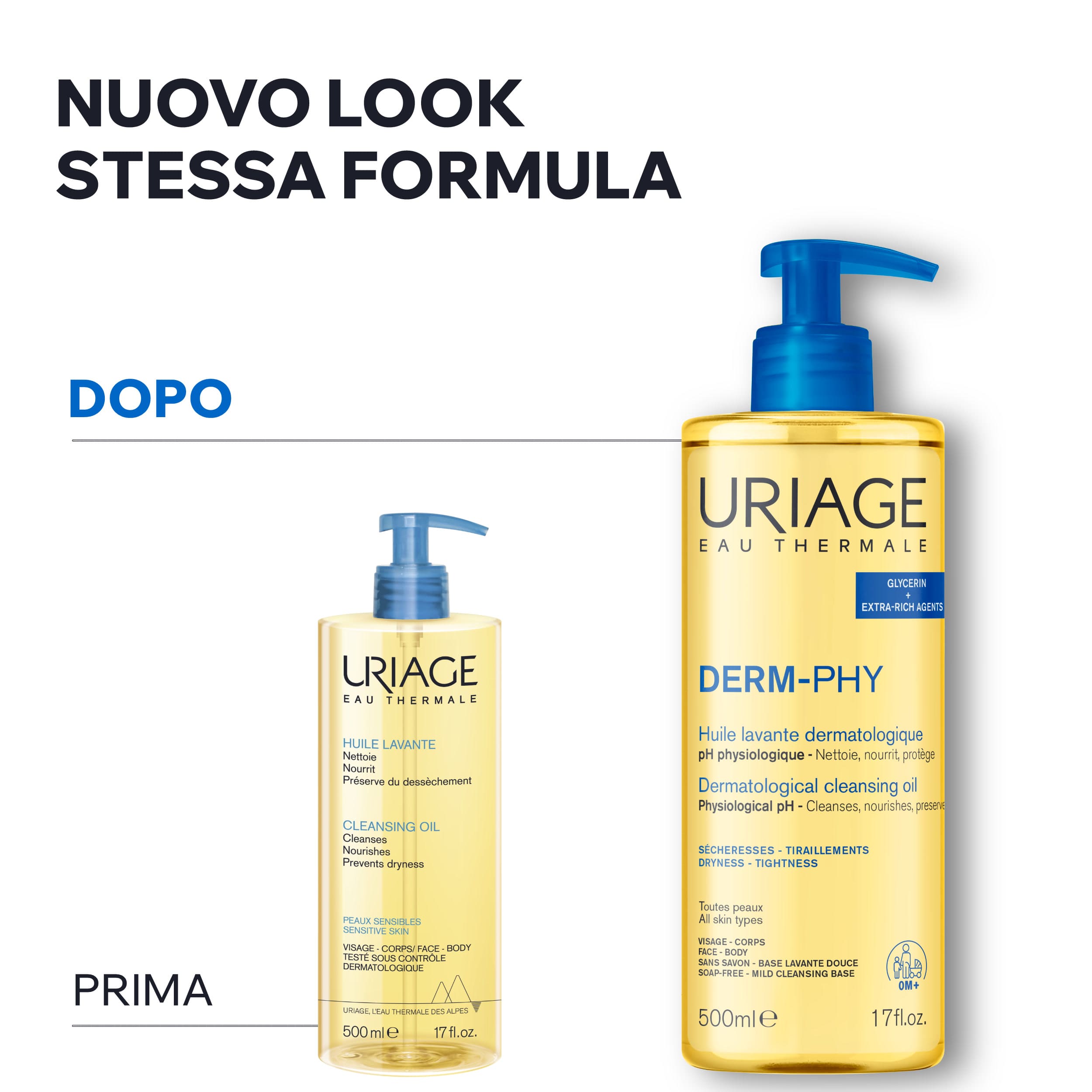 Uriage Derm-Phy - Olio Lavante Dermatologico Viso E Corpo Per Pelle Sensibile 1 Litro