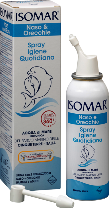 Isomar Naso e Orecchie - Spray igiene quotidiana con acqua di mare - 100 ml - Confezione promo Isomar Naso e Orecchie - Spray igiene quotidiana con acqua di mare - 100 ml - Confezione promo
