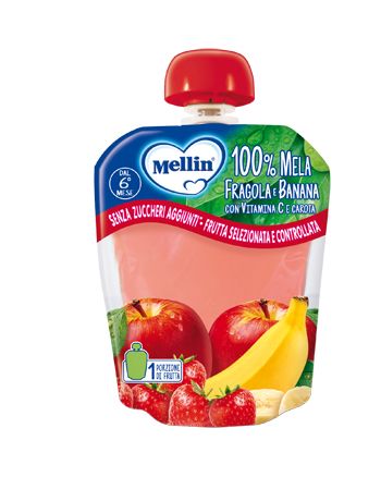 Mellin 100% Mela Fragola e Banana merenda 90g Mellin 100% Mela Fragola e Banana merenda 90g