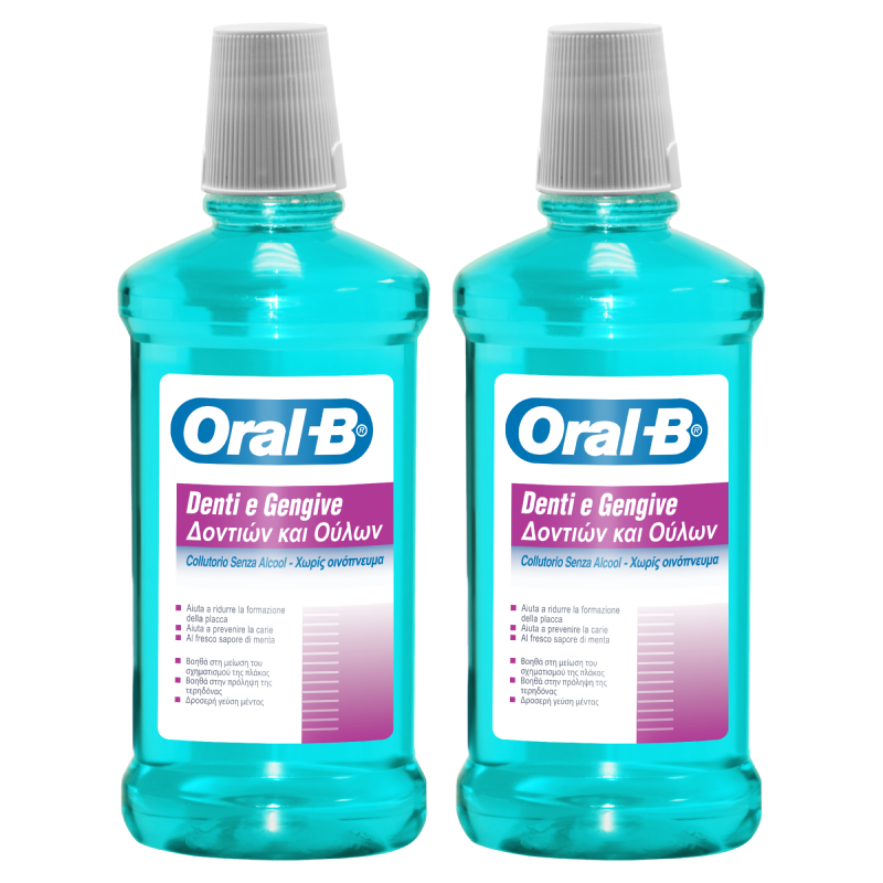 Oral-B Collutorio Denti E Gengive Senza Alcol 2x500 ml Oral-B Collutorio Denti E Gengive Senza Alcol 2x500 ml