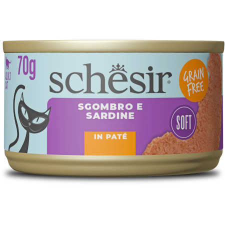 SCHESIR GATTO PATÃ‰ GRAIN FREE SGOMBRO E SARDINE 70GR (lattina)
