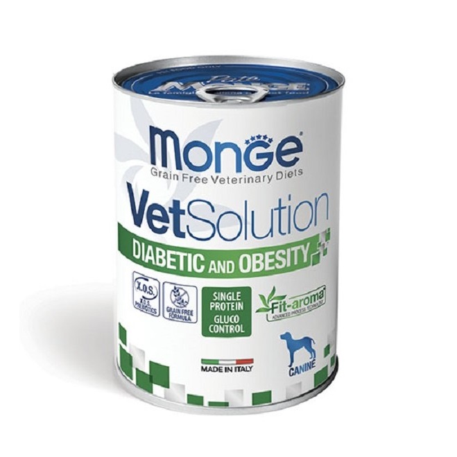 MONGE CANE VET SOLUTION HYPO DIABETIC OBESITY 400GR (lattina)