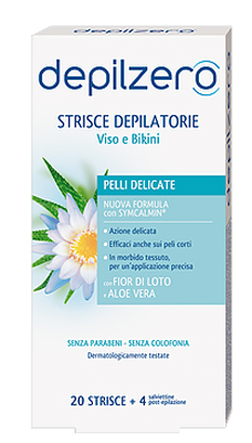 Depilzero Strisce Depilatorie Viso e Bikini 24 Pezzi