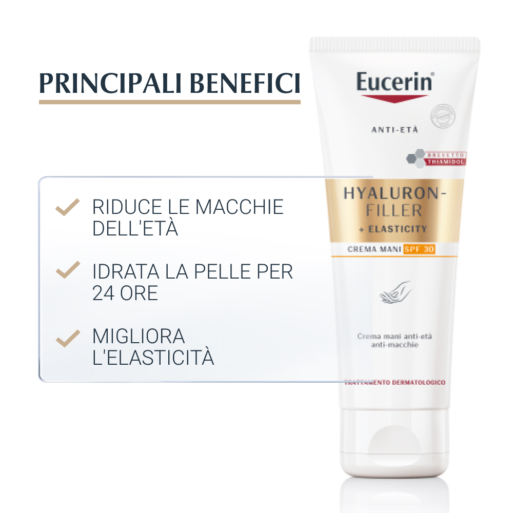 Eucerin Hyal-Filler Elasticity Crema Mani Anti-Macchie SPF30 Eucerin Hyal-Filler Elasticity Crema Mani Anti-Macchie SPF30