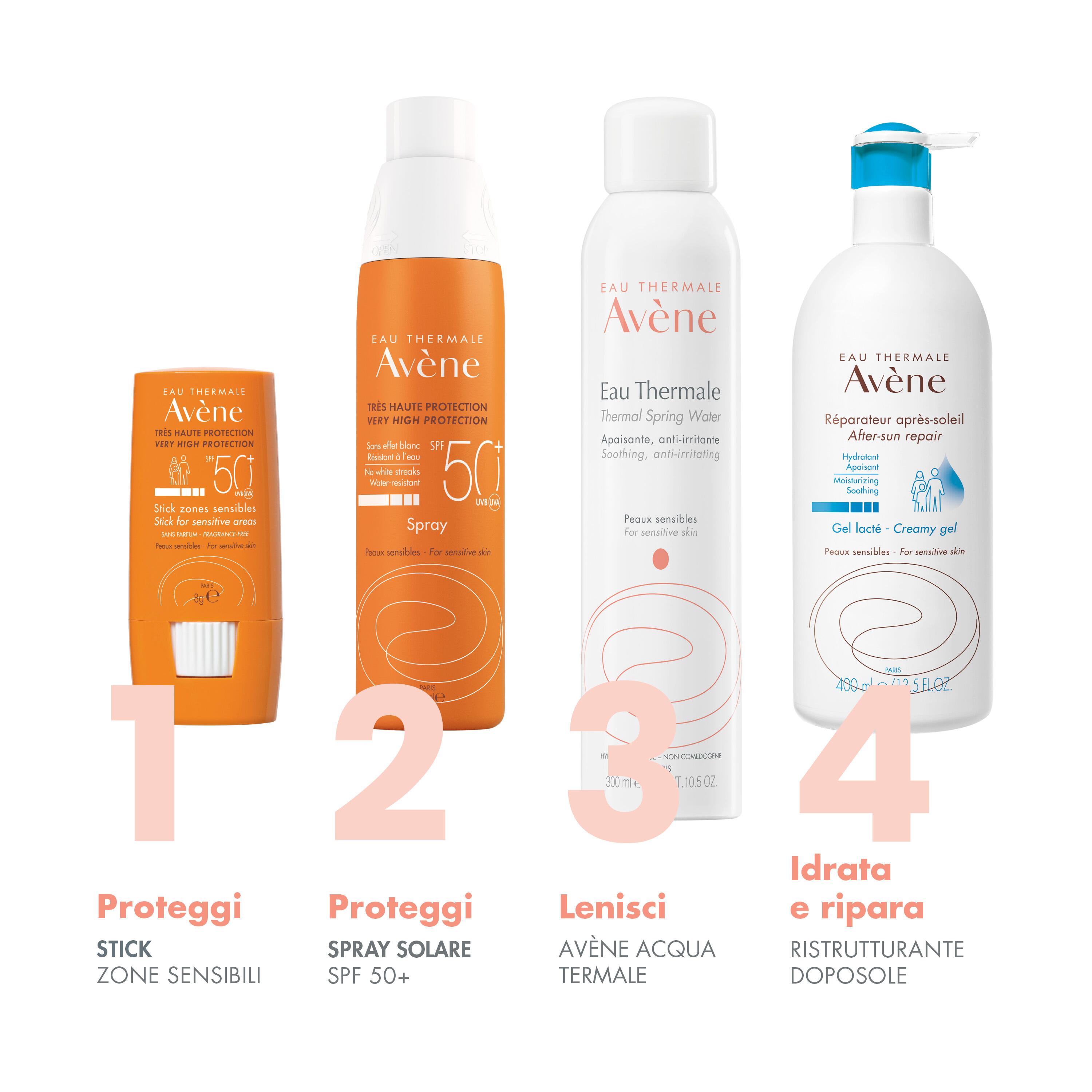 Avène Eau Thermale - Protezione Solare Molto Alta SPF50+ Per Zone Sensibili Stick 8 g