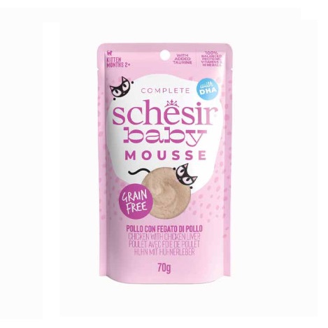 SCHESIR GATTO BABY MOUSSE GRAIN FREE KITTEN POLLO FEGATO 70GR (bustina)