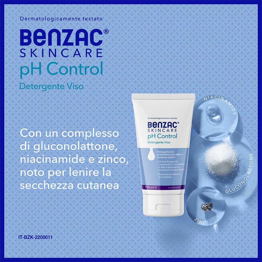 Benzac Skincare pH Control, Detergente Viso, Anti Acne, con Antibatterico, Elimina le Impurità e Rispetta il pH Cutaneo, con Gluconolattone e Zinco 150ml Benzac Skincare pH Control, Detergente Viso, Anti Acne, con Antibatterico, Elimina le Impurità e Rispetta il pH Cutaneo, con Gluconolattone e Zinco 150ml