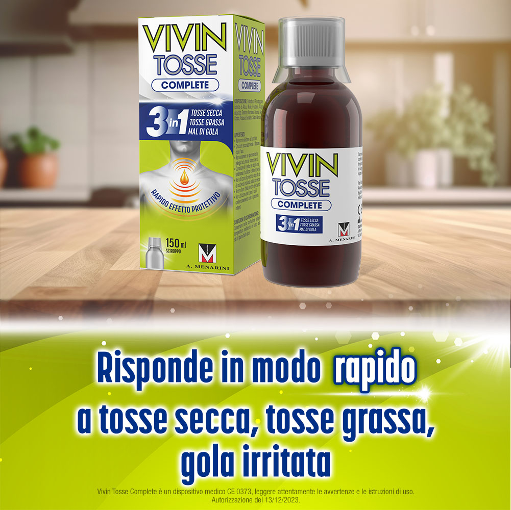 Vivin Tosse Complete 3in1 Tosse Secca, Grassa, Mal Di Gola Sciroppo 150 ml Vivin Tosse Complete 3in1 Tosse Secca, Grassa, Mal Di Gola Sciroppo 150 ml