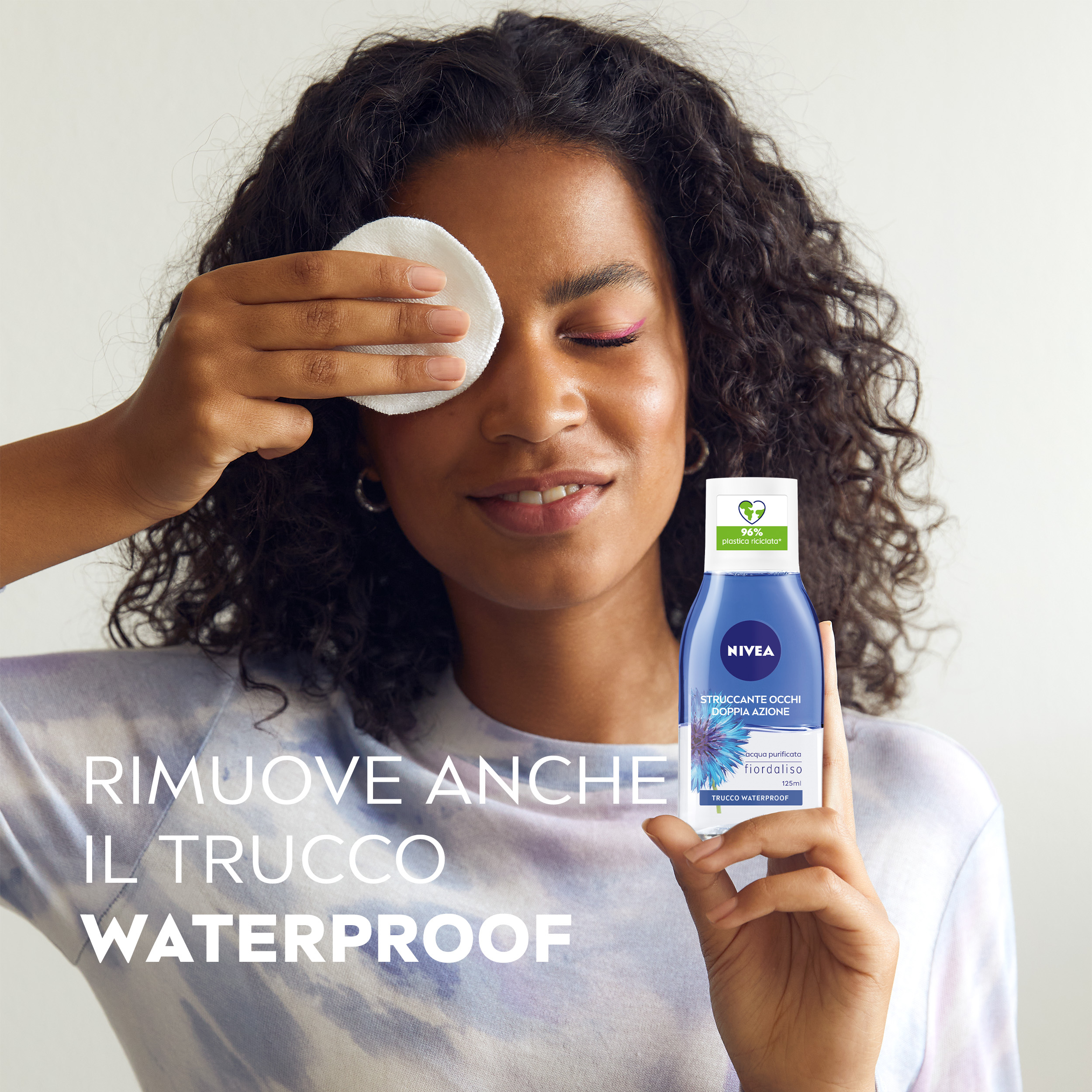 Nivea Struccante Occhi Doppia Azione 125 ml, Olio struccante bifasico per gli occhi