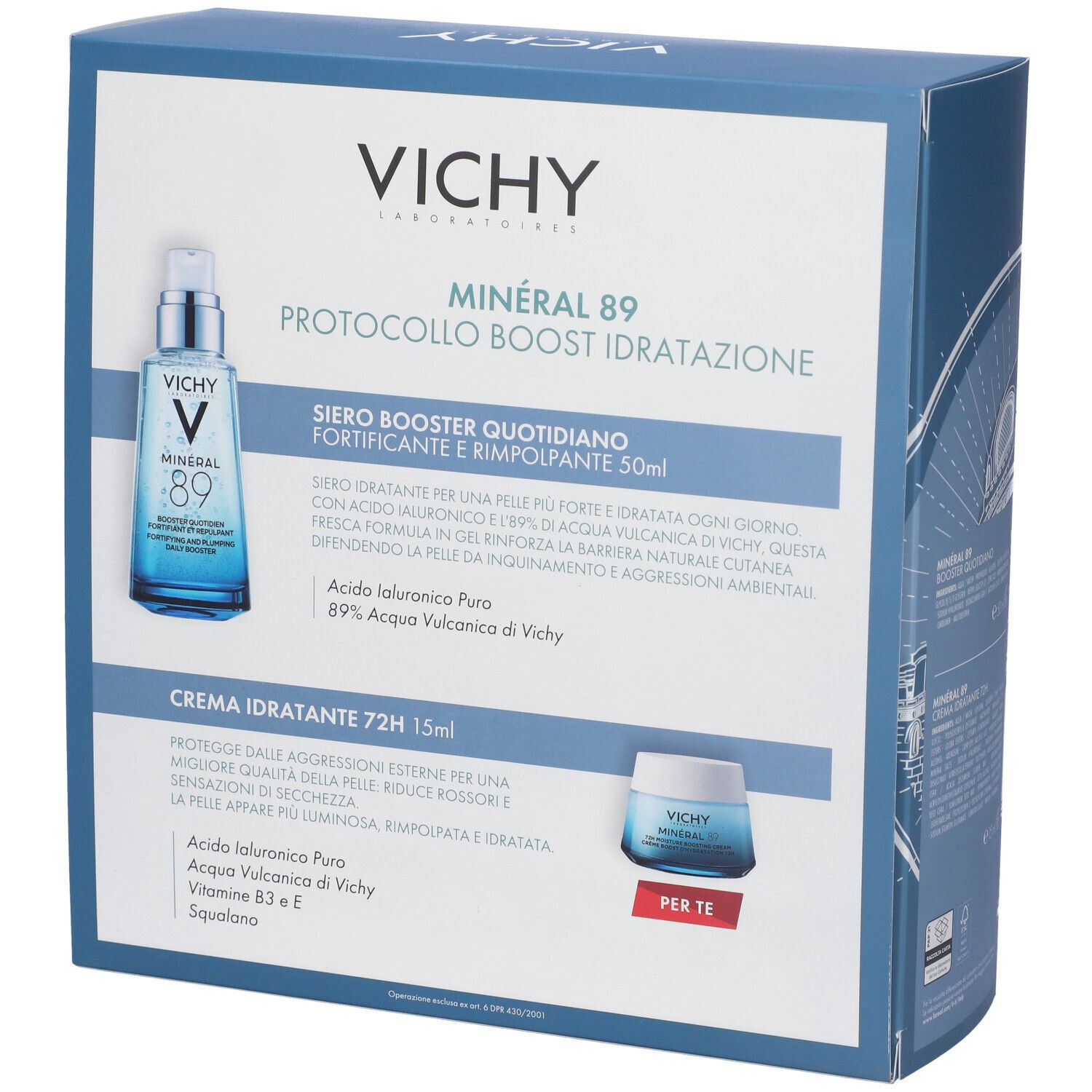 Vichy Cofanetto Regalo Boost Idratazione con Minéral 89 Booster Siero 50ml + Minéral 89 Crema 15ml