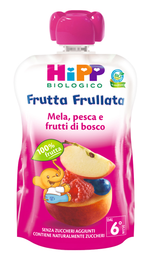 HiPP Biologico Frutta Frullata mela, pesca e frutti di bosco 90 g HiPP Biologico Frutta Frullata mela, pesca e frutti di bosco 90 g