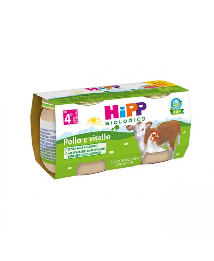 Hipp Biologico Omogeneizzato Vitello e Pollo 2x80g Hipp Biologico Omogeneizzato Vitello e Pollo 2x80g