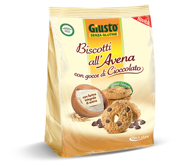 Giusto Senza Glutine Biscotti all'Avena Con Gocce di Cioccolato 250 g