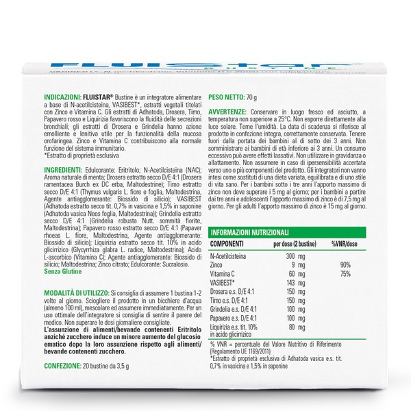 Fluistar Integratore 20 Bustine - SCADENZA AGOSTO 2025 Fluistar Integratore 20 Bustine - SCADENZA AGOSTO 2025