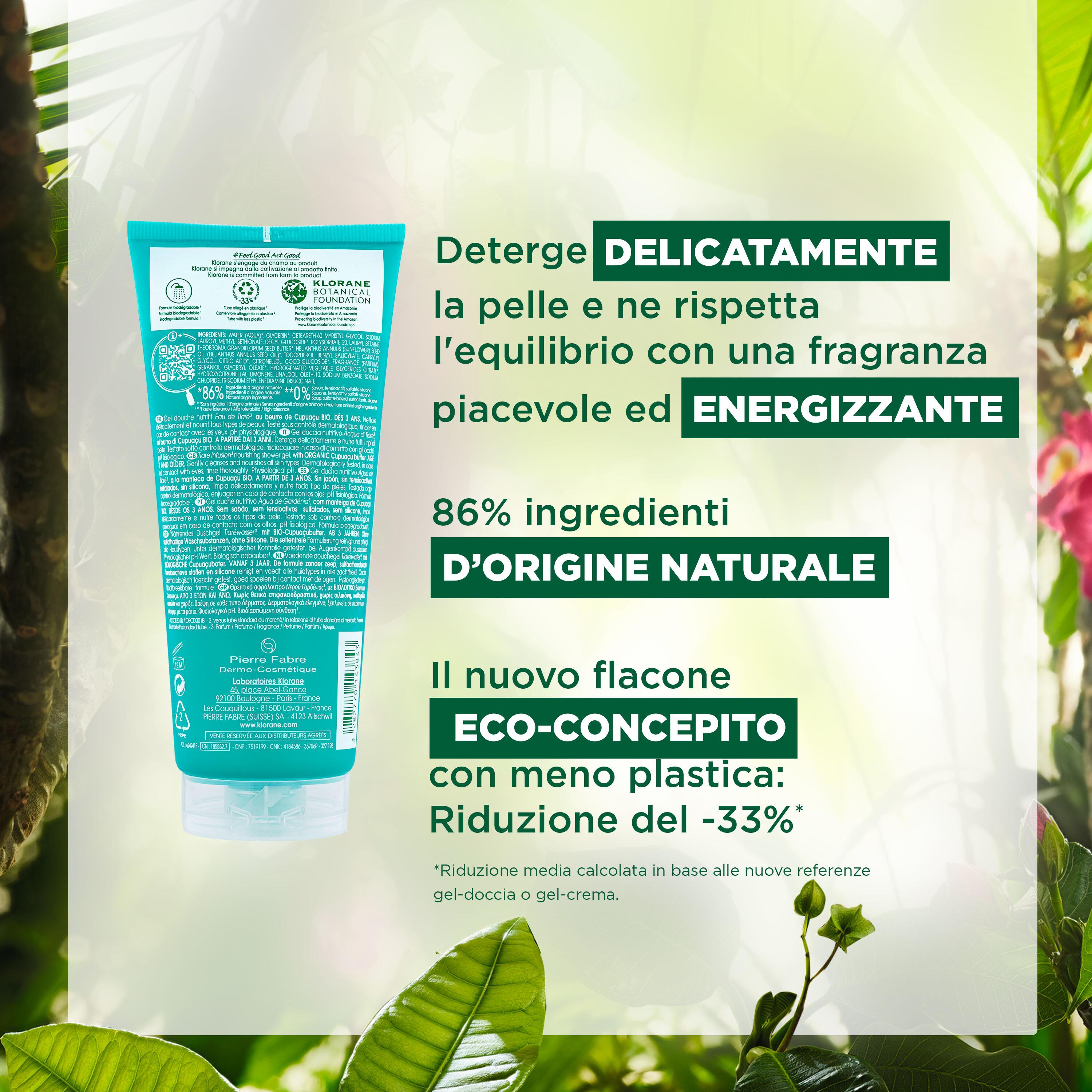 Klorane - Gel Doccia Nutritivo Al Profumo Eau de Tiaré Per Tutti I Tipi Di Pelle 200 ml