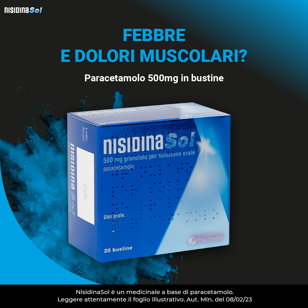 NISIDINASOL PARACETAMOLO FEBBRE E DOLORE GRANULATO PER SOLUZIONE ORALE 20 BUSTINE 500 MG NISIDINASOL PARACETAMOLO FEBBRE E DOLORE GRANULATO PER SOLUZIONE ORALE 20 BUSTINE 500 MG
