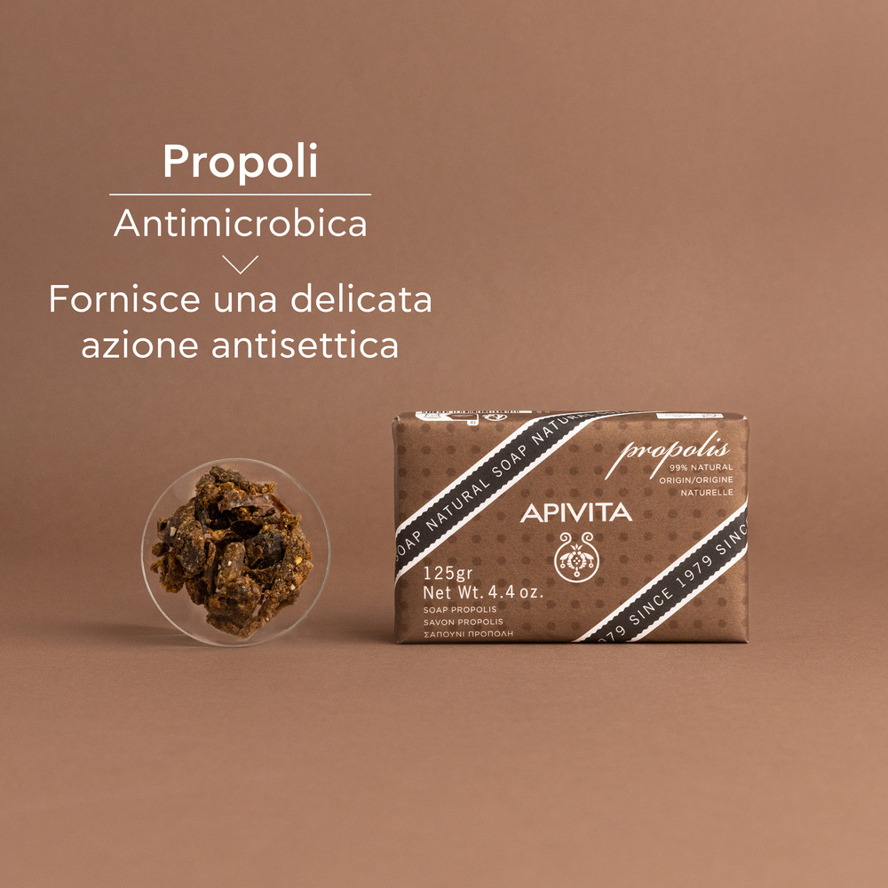 Apivita Natural Soap - Sapone Naturale Solido Con Propoli Viso E Corpo Per Pelle Grassa E Acneica 125 g