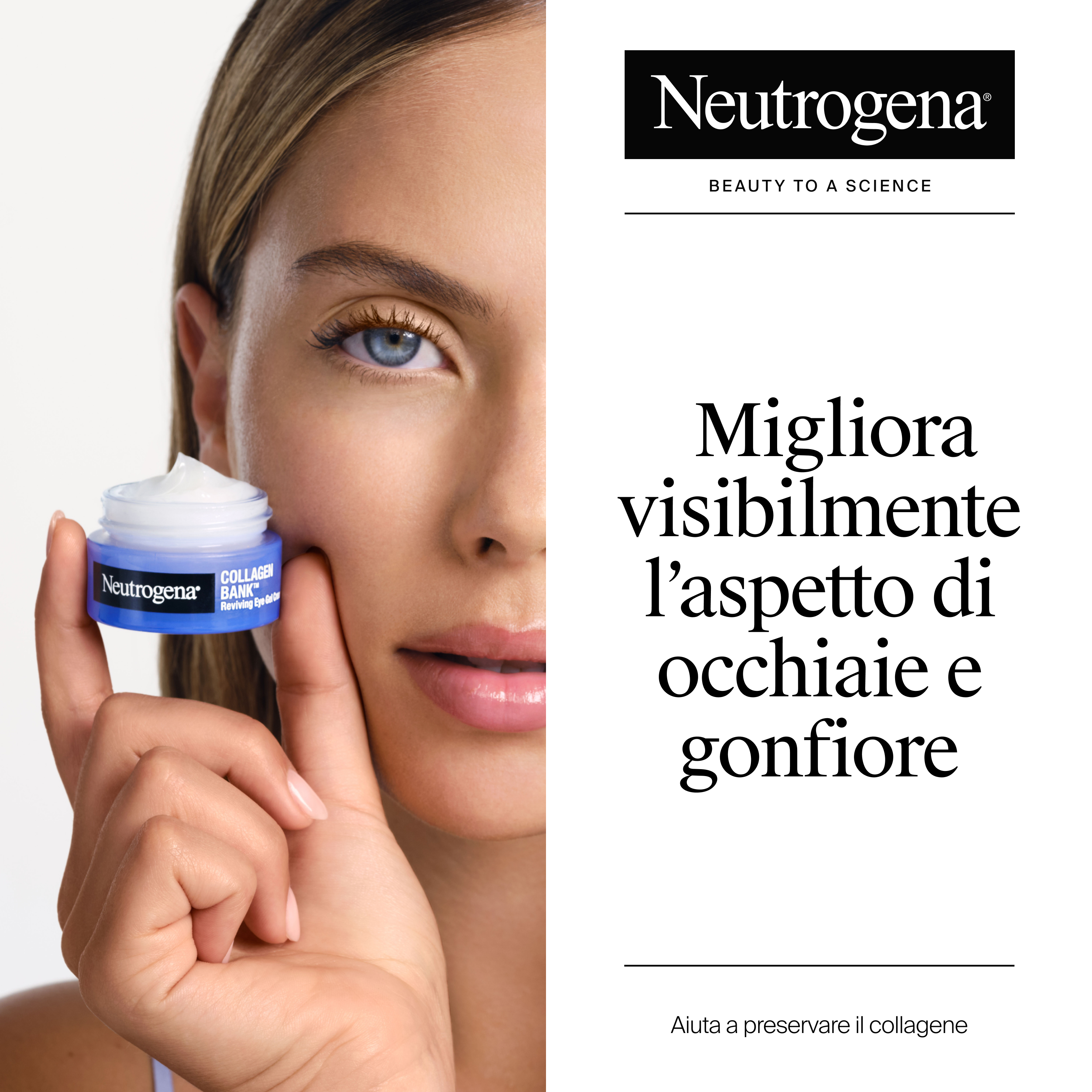 Gel Crema Contorno Occhi Rivitalizzante Collagen Bank con Collagene Marino e Niacinamide, anti-età, 15Ml