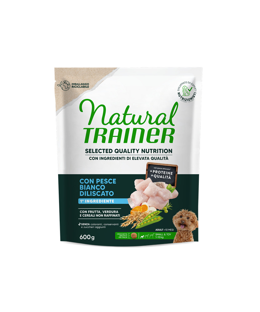 TRAINER NATURAL CANE SELECTED QUALITY NUTRITION MINI ADULT PESCE 600GR