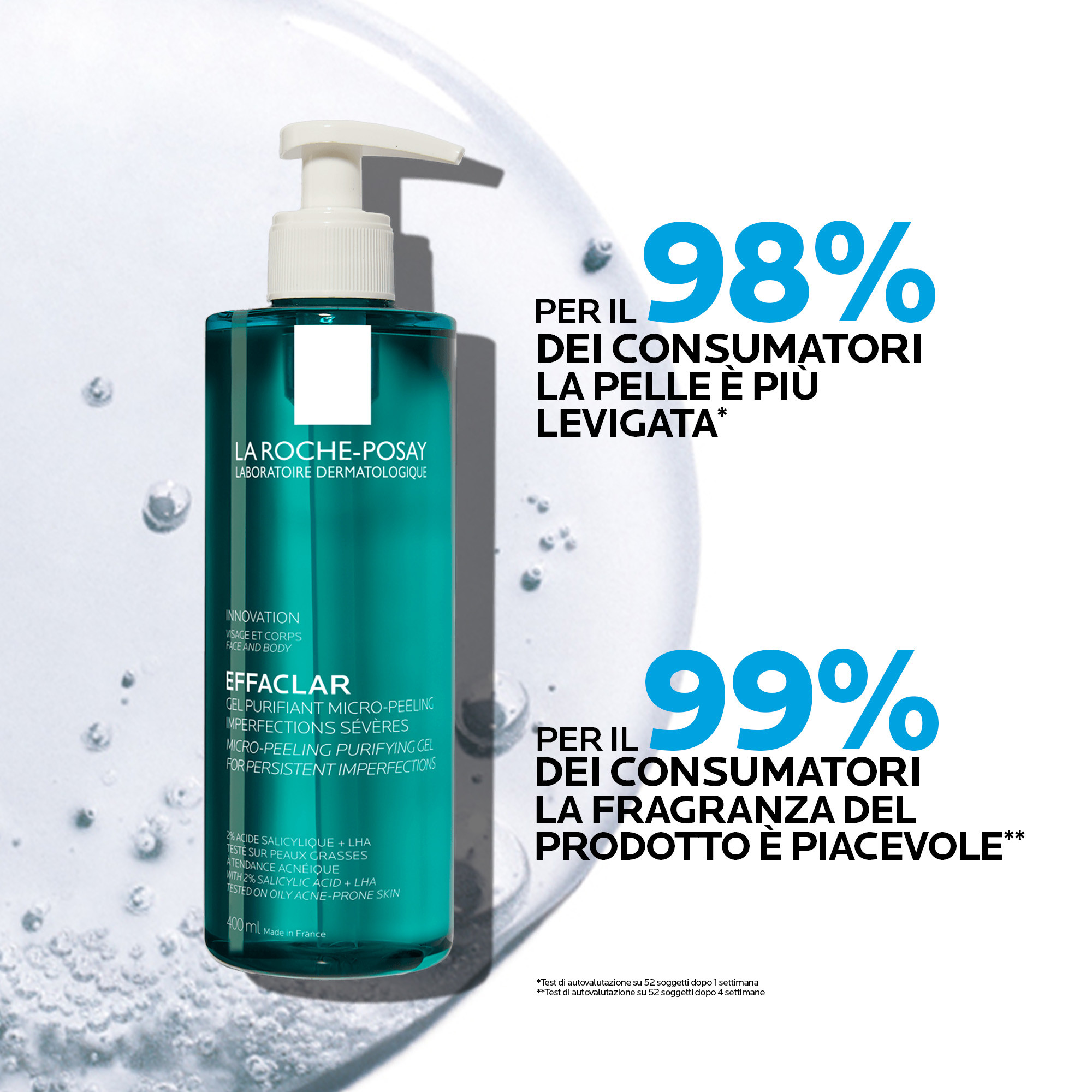 La Roche-Posay Effaclar - Gel Purificante Micro-Peeling Per Pelle Mista, Grassa o Acneica 400 ml