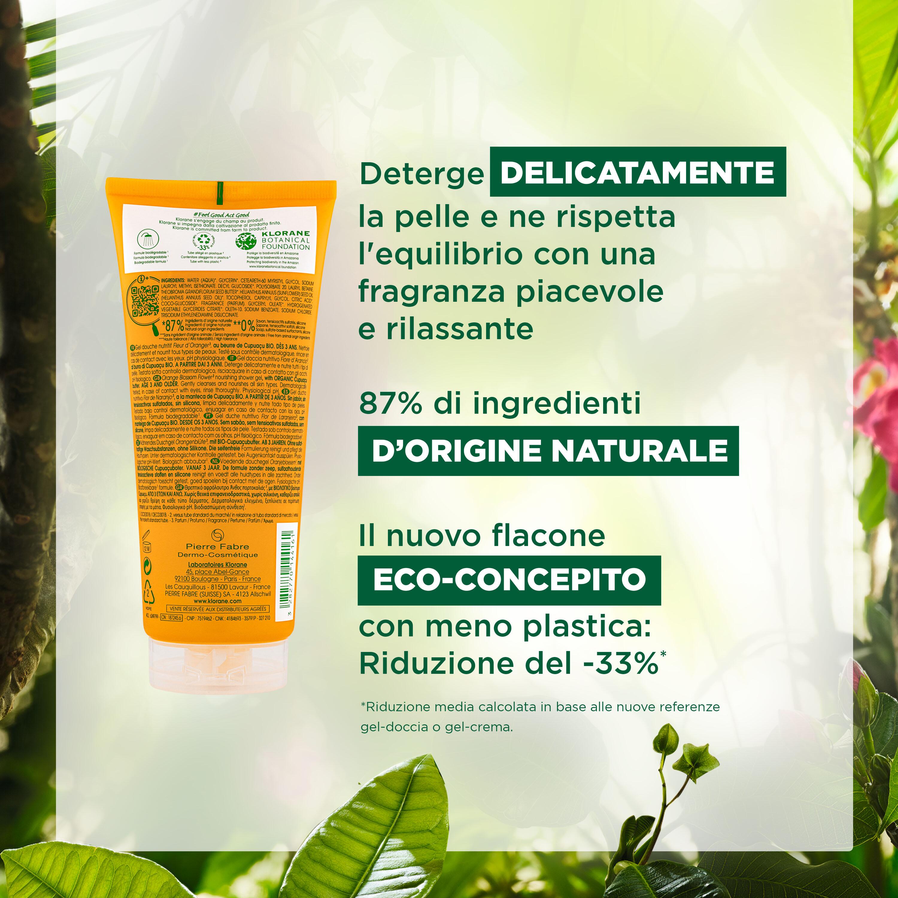 Klorane - Gel Doccia Nutritivo Al Profumo Fiore d'Arancio Per Tutti I Tipi Di Pelle 200 ml