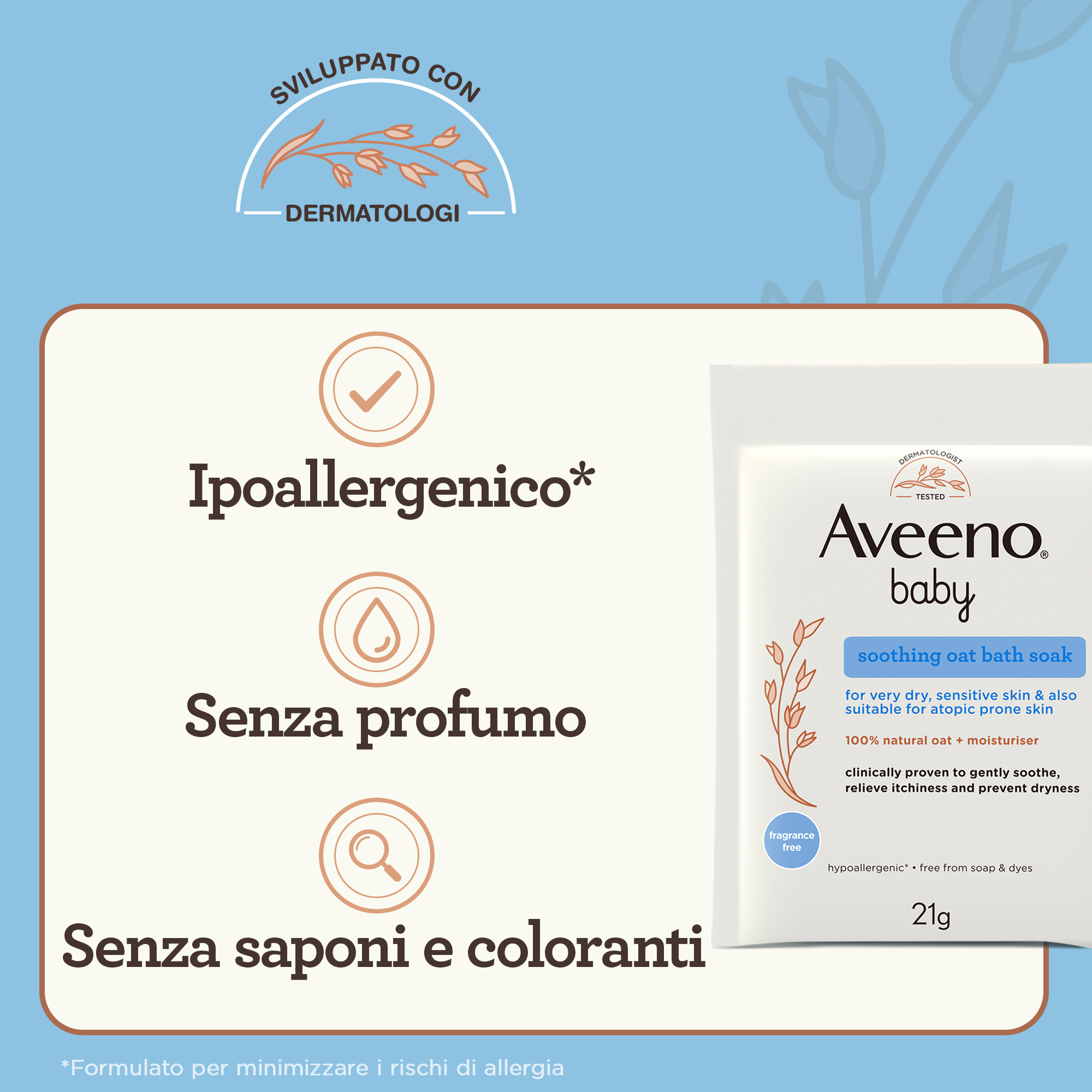 Aveeno Baby Sacchetti per Bagnetto Lenitivo all'Avena, per Pelli Delicate e Sensibili, 5 Sacchetti da 21 g Aveeno Baby Sacchetti per Bagnetto Lenitivo all'Avena, per Pelli Delicate e Sensibili, 5 Sacchetti da 21 g