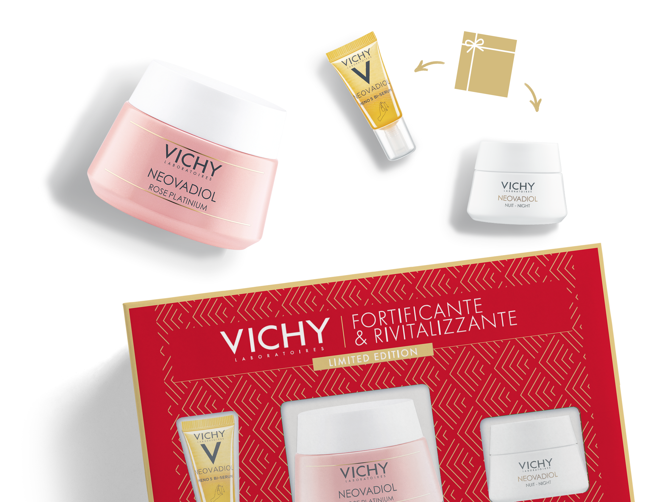 Vichy Cofanetto Regalo Natale Neovadiol Meno 5 Bi-Serum 5 ml + Neovadiol Rose Platinium Crema Giorno 50 ml + Neovadiol Rose Platinium Crema Notte 15 ml Vichy Cofanetto Regalo Natale Neovadiol Meno 5 Bi-Serum 5 ml + Neovadiol Rose Platinium Crema Giorno 50 ml + Neovadiol Rose Platinium Crema Notte 15 ml