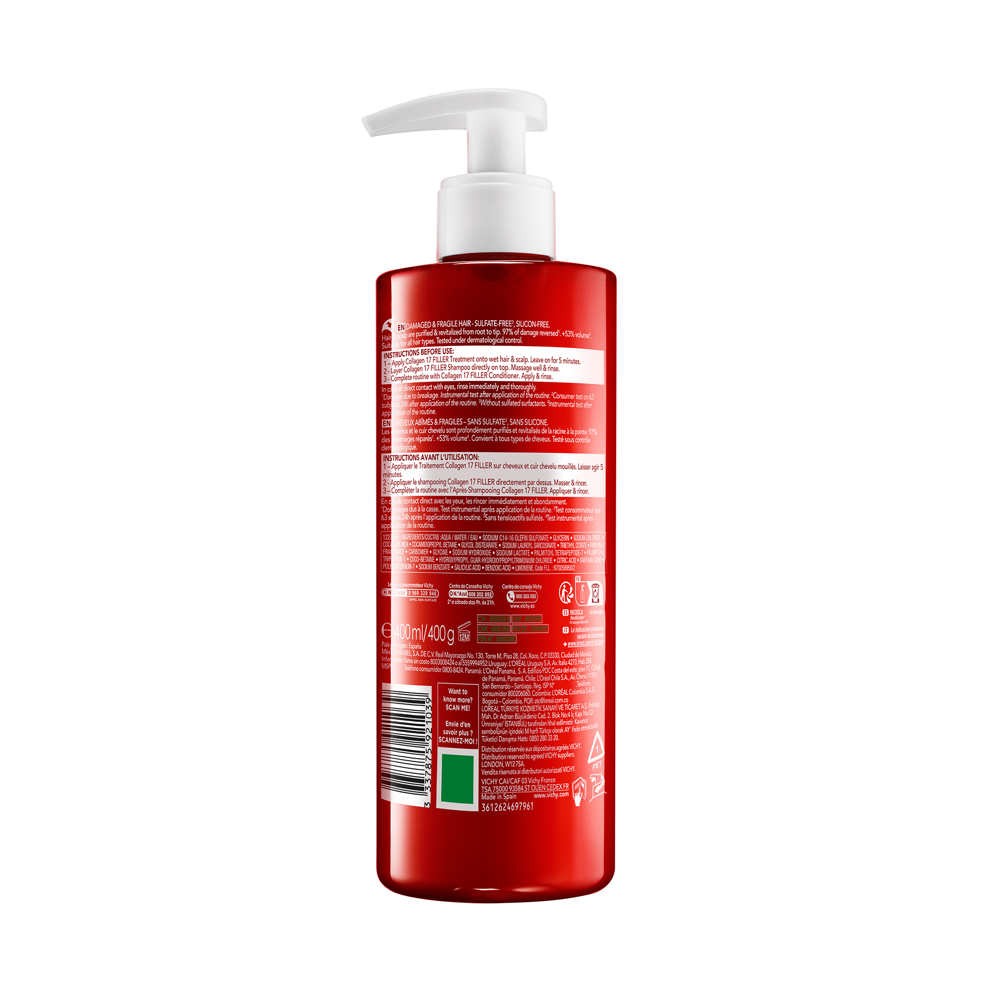 Vichy Dercos - Collagen Filler 17 Shampoo Ultra-Riparatore 400 ml